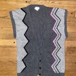 Dior Vintage Gray Wool Zigzag Knit Vest
